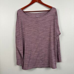 Athleta Essence Flow Top Womens Medium Pink Boatneck Long Sleeve Top Shirt